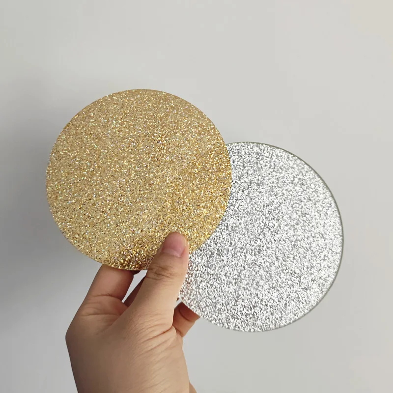 Glitter acrylic coaster factory, wholesale lucite coaster