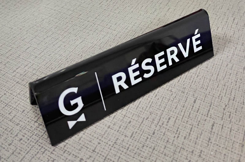 tabletop acrylic reserved sign