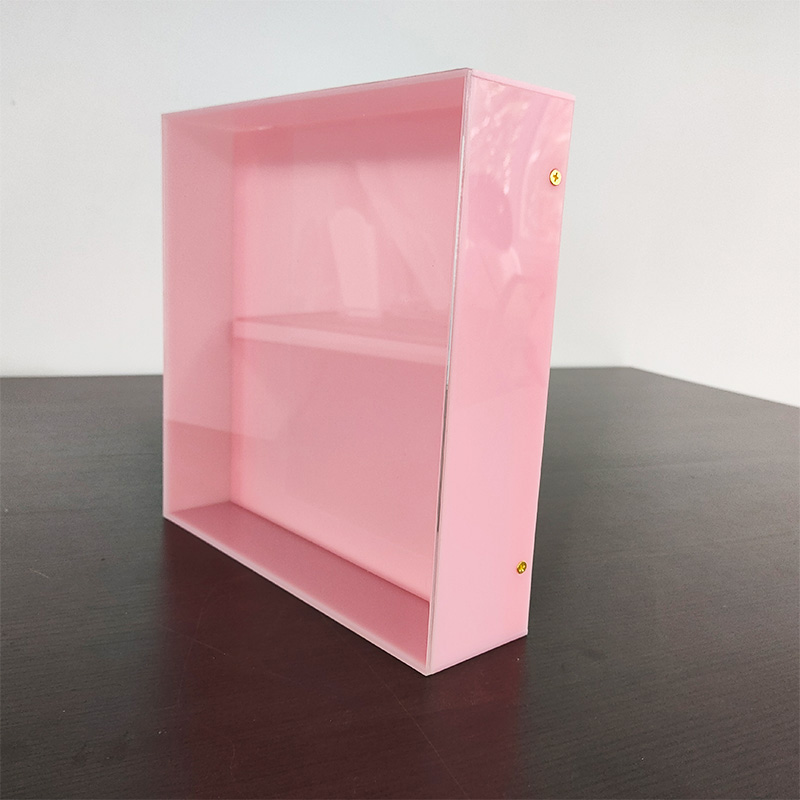 Pink acrylic shadow box supplier, custom lucite shadow box