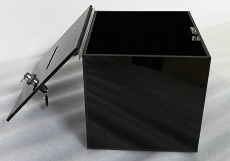 black acrylic donation box