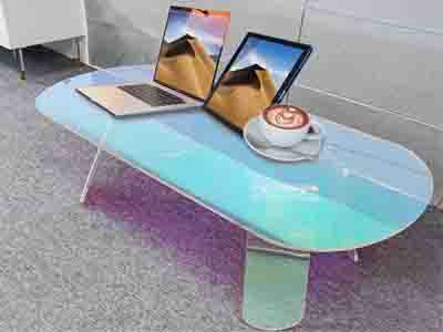 Add a stunning iridescent acrylic coffee table for your interior