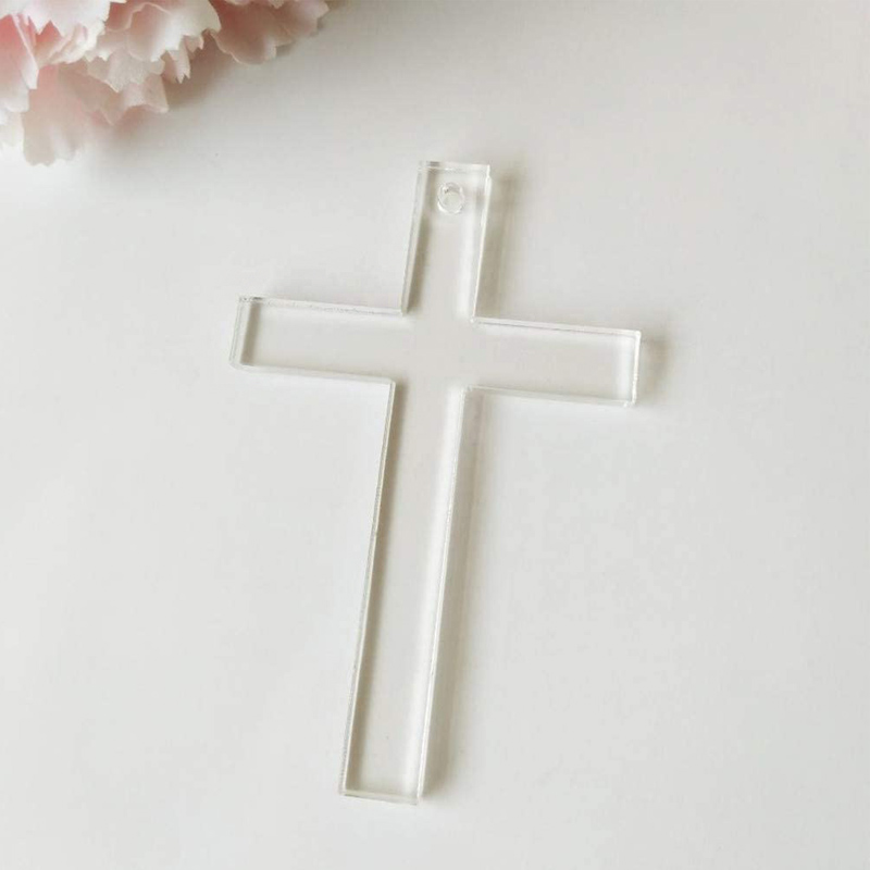 Acrylic cross ornament supplier, custom lucite cross keychain