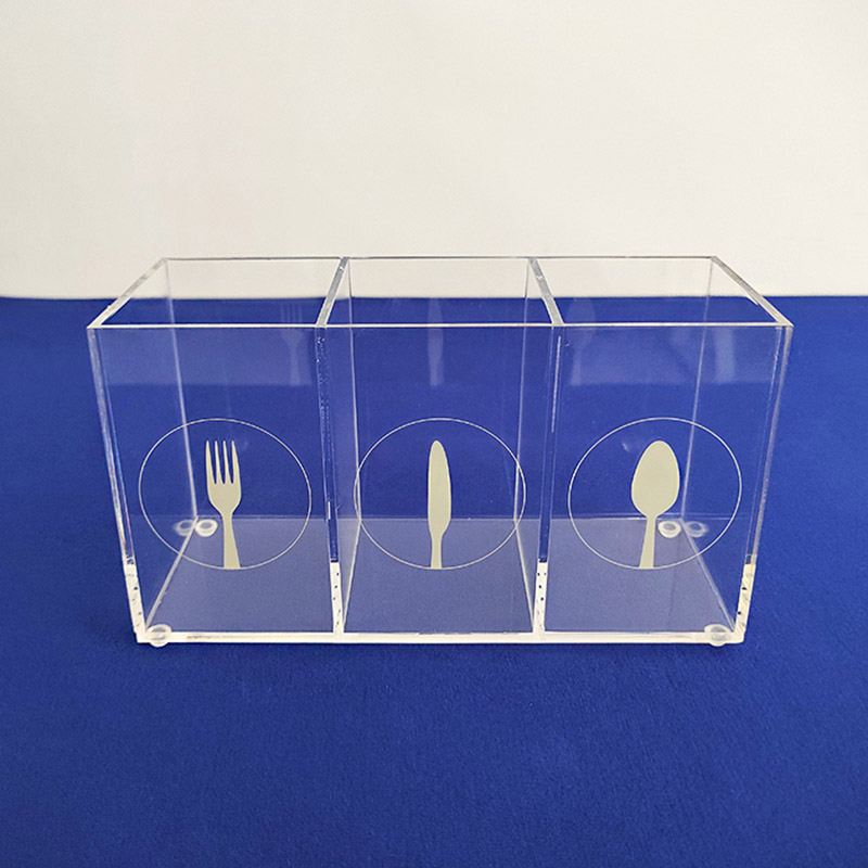 Acrylic cutlery organizer factory, OEM perspex spoon box