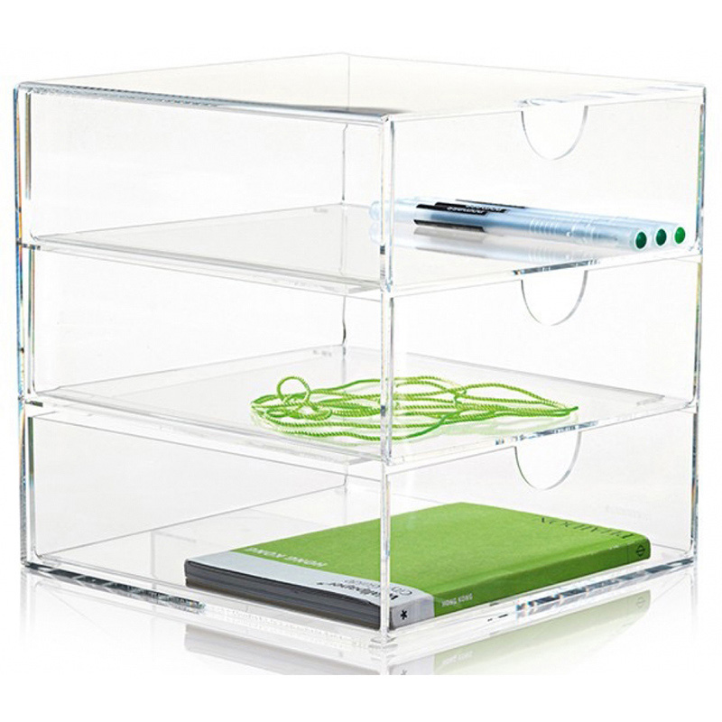 3 tiers acrylic desk organizer, acrylic office organize drawer