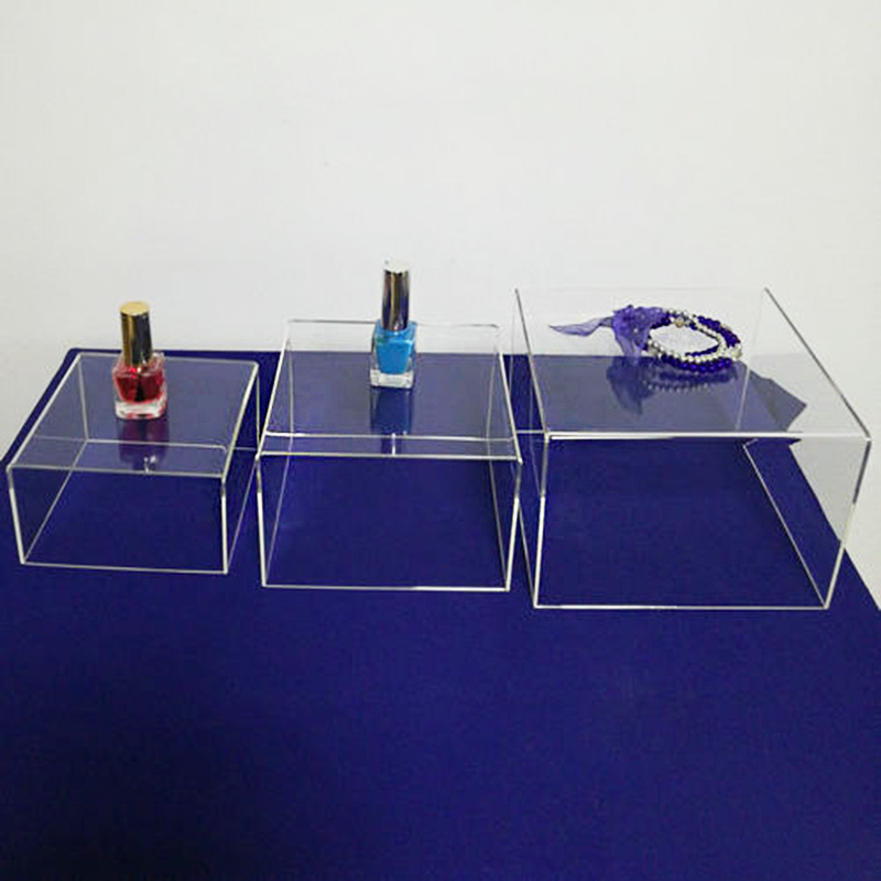 Wholesaler acrylic 5 side box, supply lucite riser cube