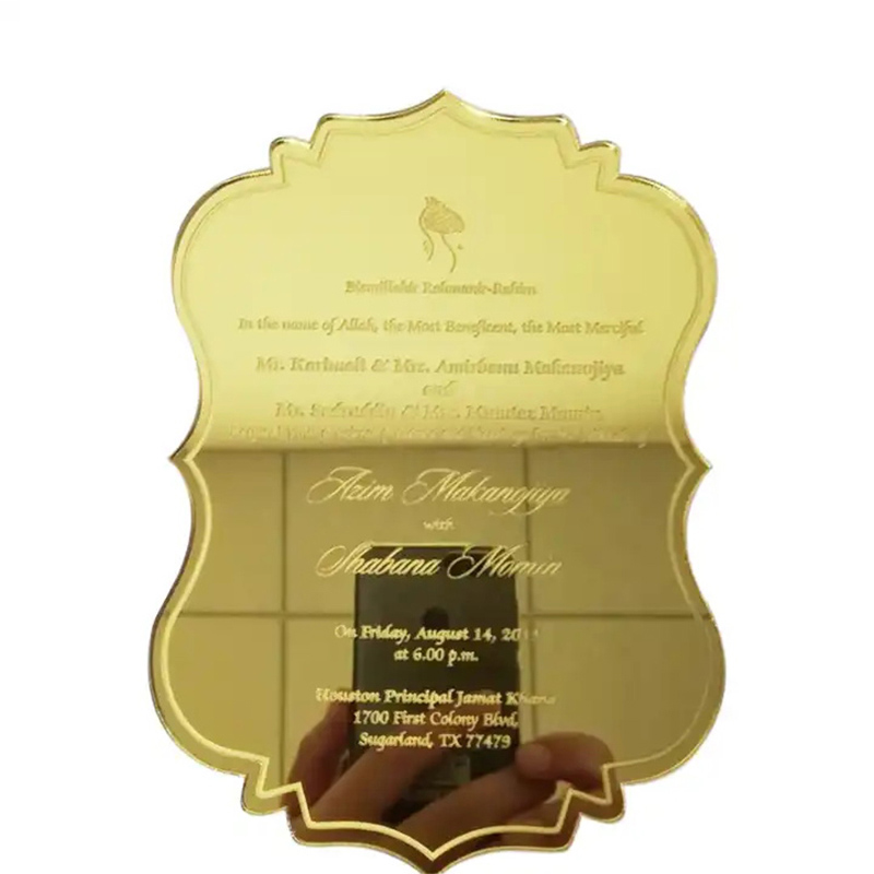 Custom acrylic invitation card, mirrored lucite wedding invitations