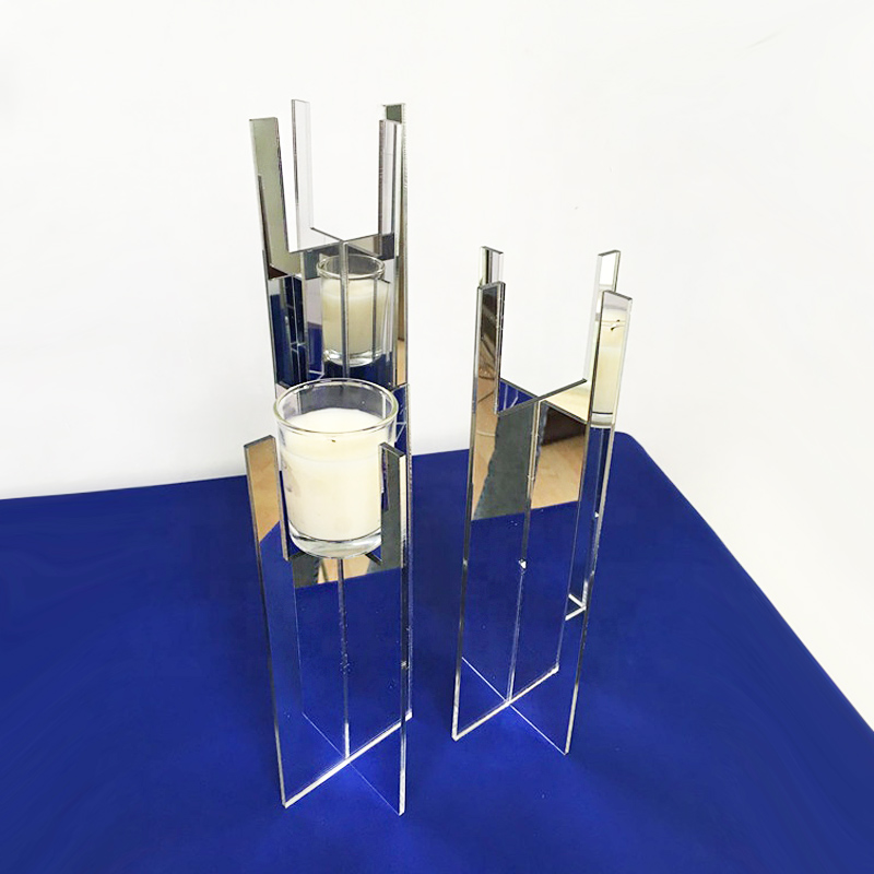 Mirrored acrylic candle holder, supplier lucite candle riser