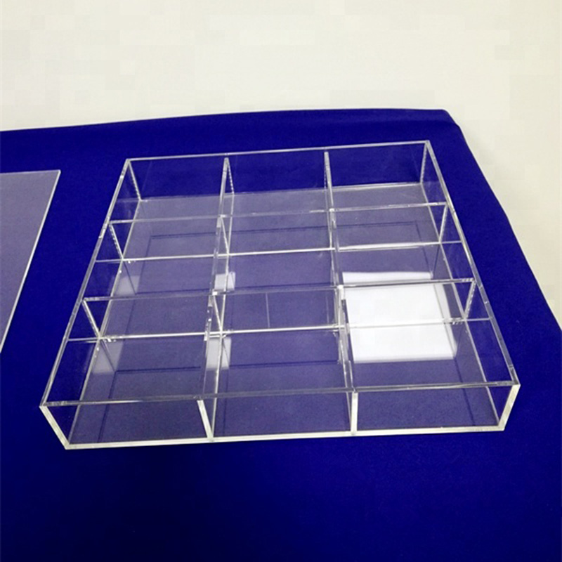 9 compartment acrylic tray supplier, factory lucite compartment tray