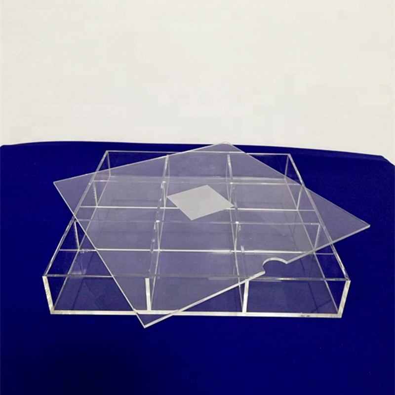 9 compartment acrylic tray supplier, factory lucite compartment tray