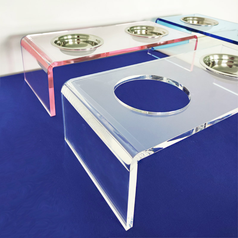 Acrylic pet bowl stand supplier, custom perspex pet feeder
