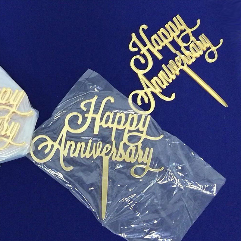 Factory acrylic anniversary cake topper, gold lucite anniversary cake decoration