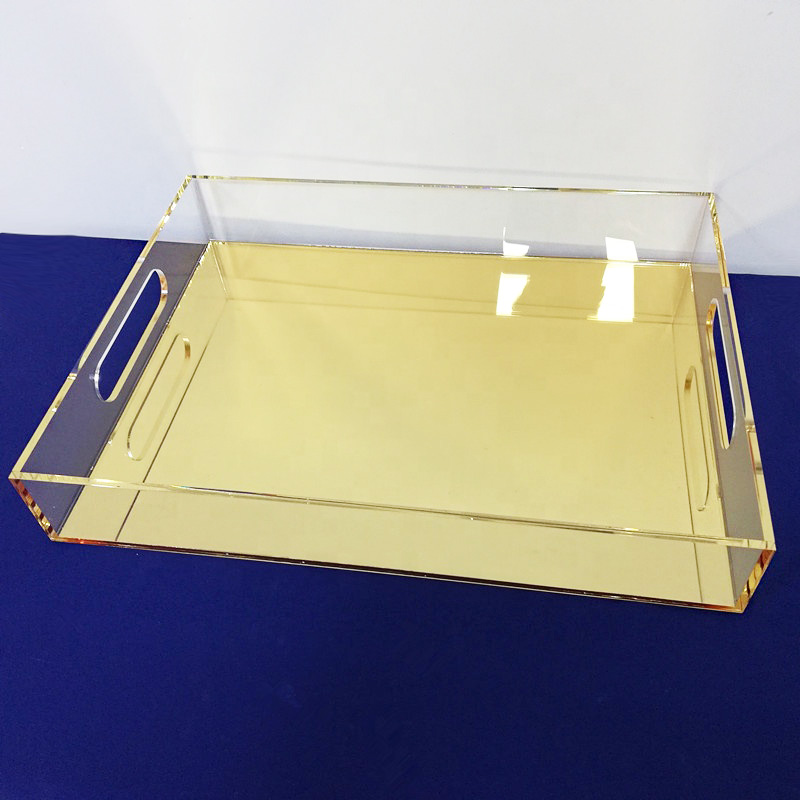 Acrylic gold mirror tray supplier, wholesaler mirrored perspex tray