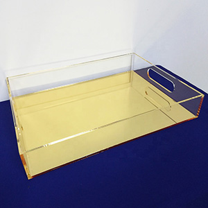 Acrylic gold mirror tray supplier, wholesaler mirrored perspex tray