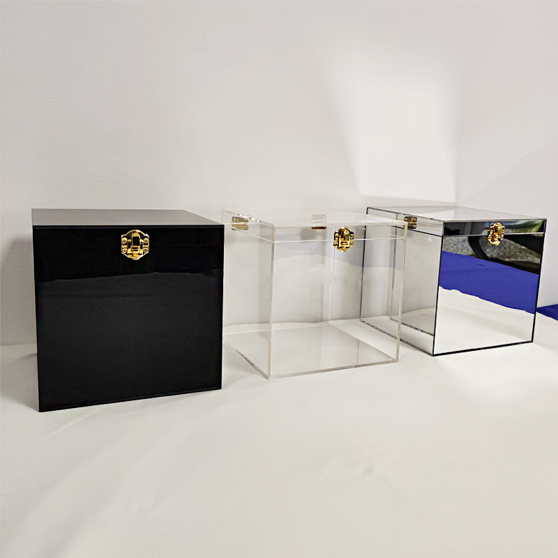 Gold buckle acrylic card box manufacturer, lucite wishing well box company