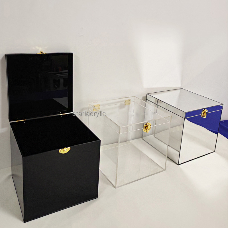 Gold buckle acrylic card box manufacturer, lucite wishing well box company