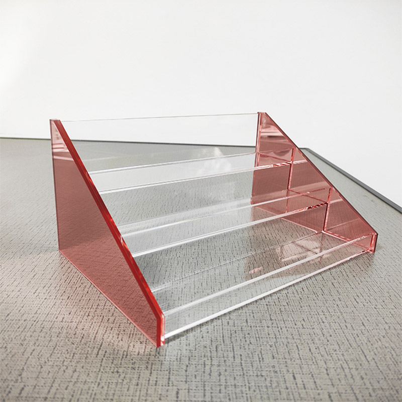 Rose gold acrylic display rack supplier, wholesale lucite organize shelf