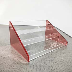 Rose gold acrylic display rack supplier, wholesale lucite organize shelf