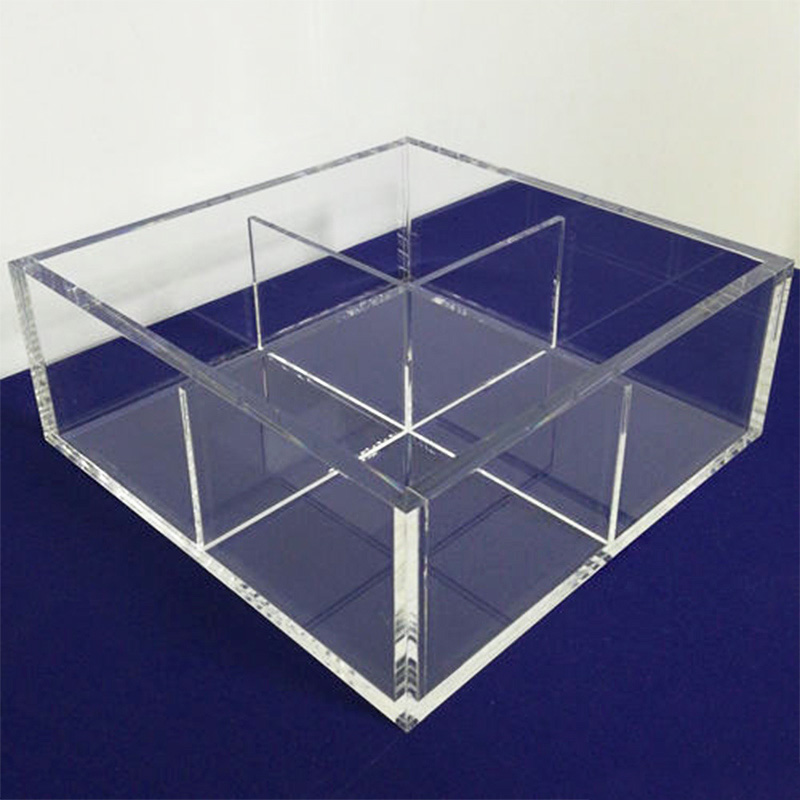 Acrylic food tray wholesale, custom 4 section perspex tray