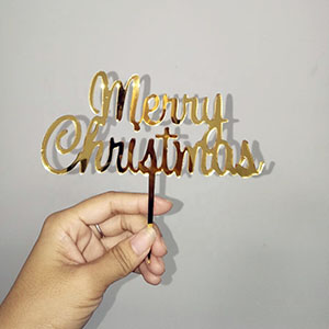 Christmas acrylic cake topper, OEM lucite festival cake topper