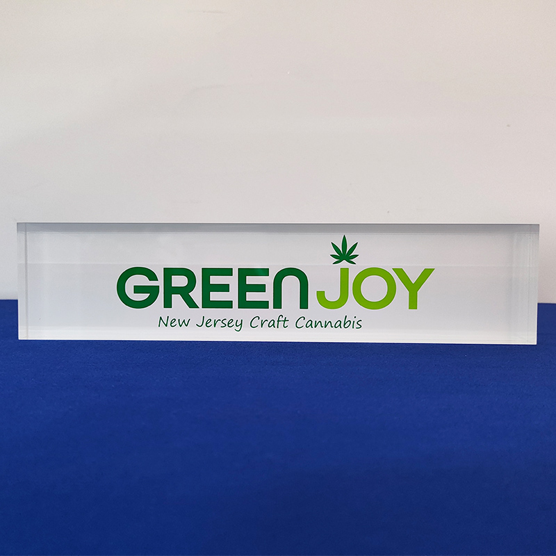 Clear acrylic logo display block, acrylic logo sign block