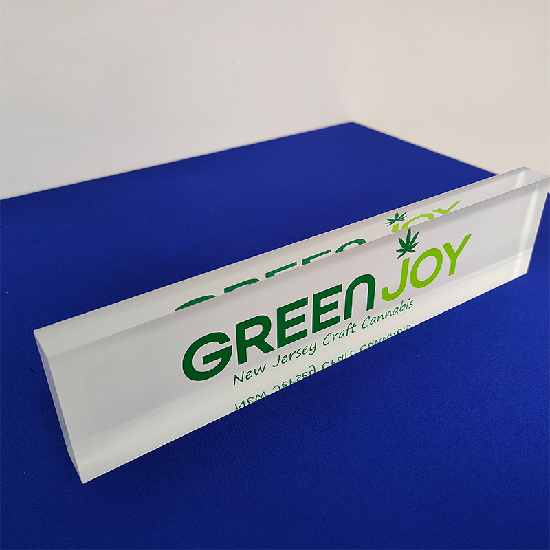 Clear acrylic logo display block, acrylic logo sign block