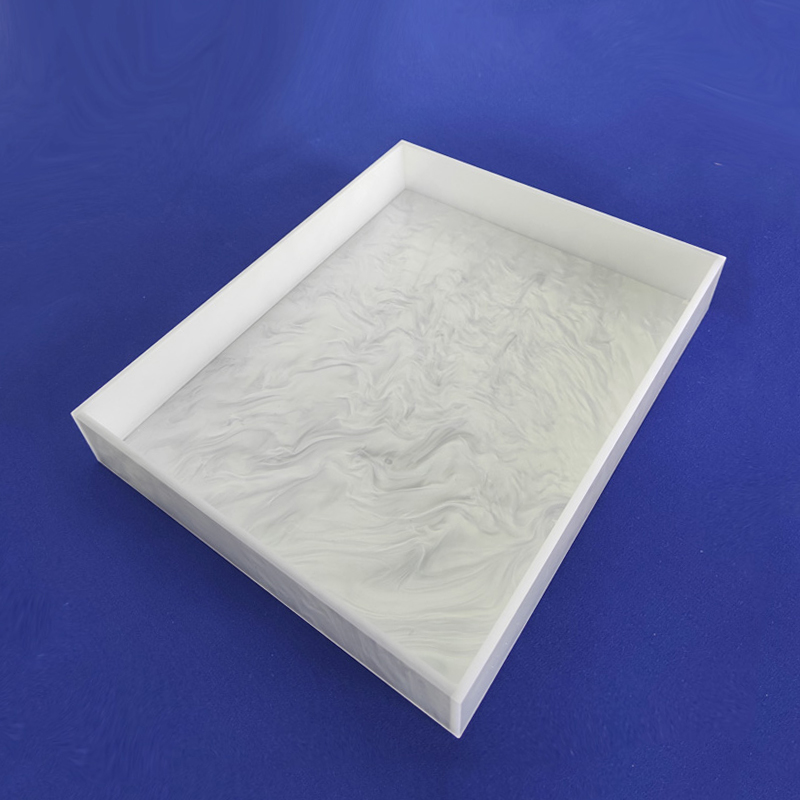 White pearl acrylic tray supplier, exquisite lucite pearl tray