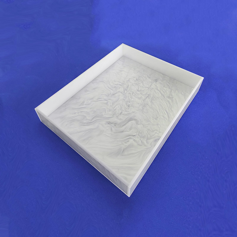 White pearl acrylic tray supplier, exquisite lucite pearl tray